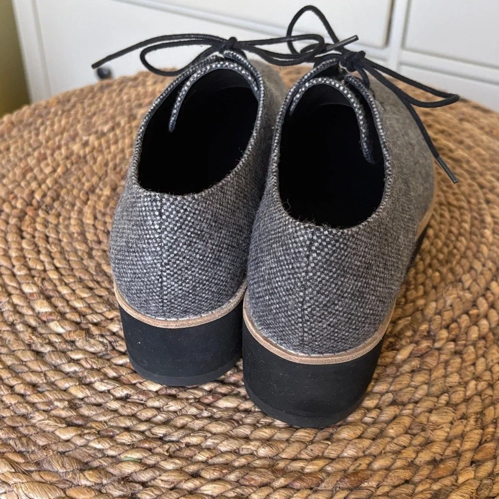 Eileen Fisher Tweed Oxford Lace Up Platform Shoes 8.5